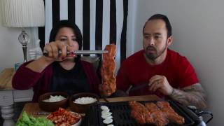 KOREAN GRILL KALBI (SHORT RIBS)  MUKBANG 먹방