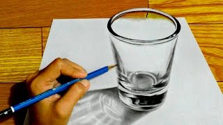Realistic Graphite Glass + Optical Illusion = 3D DRAWING