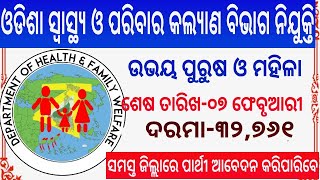 Odisha State Health and Family Welfare Society Recruitment 2020,Odisha job,Odia Tech Time