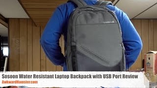 Sosoon Water Resistant Laptop Backpack with USB Port Review