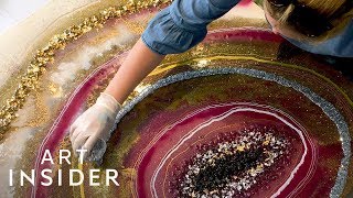 Geode Wall Art Sparkles With Glitter And Real Crystals
