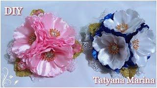 Цветы из атласной ленты 2.5см/ Канзаши МК/ DIY