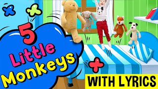 Five Little Monkeys Jumping On the Bed (With Lyrics) | Nursery Rhymes Song | Learn to Count
