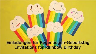 Kindergeburtstag: Einladung selber basteln – Thema Regenbogen