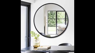 Leafshop Alloy Frame Large Round Vanity Wall Hanging Mirror