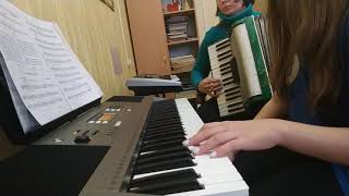 Accordion Romantic Music! Duet Accordion + Yamaha PSR E 353!
