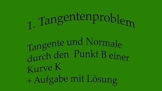 1.  Tangentenproblem  - Tangente und Normale durch den Punkt B einer Kurve K