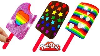 DIY Making Play-Doh Rainbow Ice Cream Popsicles