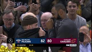 Justin Timberlake & LeBron James share a laugh at Cavs game