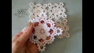 Ажурный квадратный мотив #6. Облако с цветочками.