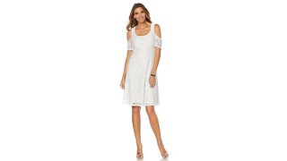 Slinky Brand 2Tone Lace ColdShoulder Fit and Flare Dress