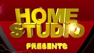 Футаж для начала фильма с золотыми 3D титрами: HOME STUDIO PRESENTS на фоне щита.