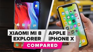 iPhone X and Xiaomi Mi 8 Explorer, comparing the similarities