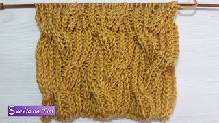 Вязание спицами. Узор Косы с полуанглийской резинкой # 526