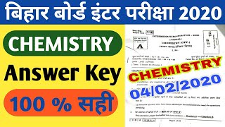 Chemistry 4 february 2020 Answer Key || Chemistry Objective Answer Key Set A to J || bseb chemistry