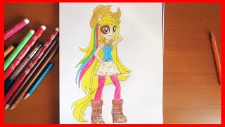 How to draw Applejack, My Little Pony Equestria Girls Rainbow Rocks