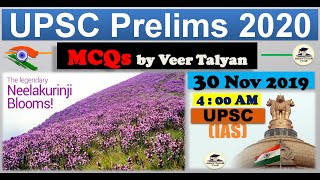 UPSC Prelims 2020 Preparation - 30 November 2019 Daily Current Affairs MCQ for UPSC, IAS, UK, USA