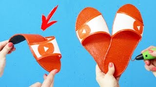 3D РУЧКА | КАК СДЕЛАТЬ ШЛЕПАНЦЫ  СВОИМИ РУКАМИ?! 3D PEN FLIP FLOPS DIY | 3D PRINTING PEN CREATIONS