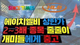 에이치엘비 상한가, 2~3배 종목 줄줄이, 개미들에게 충고