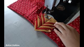 Very simple and easy designer blouse back neck design|cutting and stitching back neck.