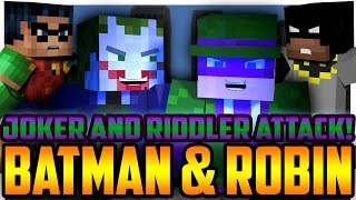 Minecraft Superhero: Joker and Riddler Attack Minecraft City | Batman & Robin