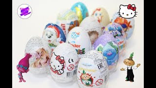 12 киндер сюрпризов. Unboxing Kinder Surprise. Клуб Винкс, Хеллоу Китти, Тролли, Чиполлино и др.