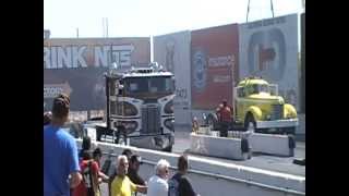 Detroit Powered '84 Freightliner COE Vs. Detroit Powered '48 GMC AD-950 At Truckin' for Kids 2012