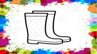 Как нарисовать САПОГИ/Учим ЦВЕТА/Рисунок-раскраска САПОЖКИ/How to draw high boots