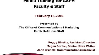 ASPH Media Training Workshop