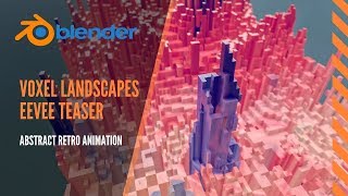 Voxel Landscape from 2D image in Blender 2.8 EEVEE journey 80s retro vaporwave animation