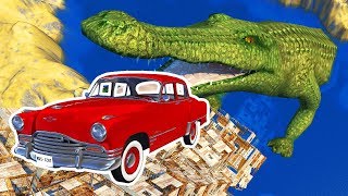 МАШИНЫ падают в ПАСТЬ ГИГАНТСКОГО КРОКОДИЛА летсплей BEAMNG DRIVE