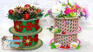 Мастер-Класс. Новогодняя шкатулка из CD дисков и бобин от скотча.