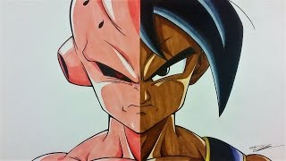 How to Draw a SPLIT DRAWING | Kid Buu & Uub | Tutorial by TolgArt