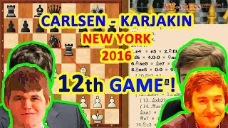 Карлсен Карякин 12 партия Нью-Йорк 2016 шахматы Чемпионат мира
