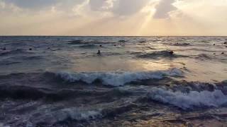 Черноморский пляж в Грузии. Закат в Уреки