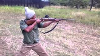 Themba Our Tracker and Skinner trying out the 460 Weatherby Magnum with a 500 Grain Solid