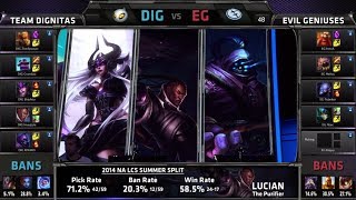 Dignitas vs Evil Geniuses | S4 NA LCS Summer split 2014 SuperWeek 7 Day 1 | DIG vs EG W7D1 G3