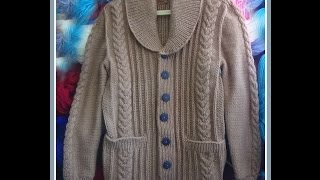 Жакет с шалевым воротником.Часть 1. Полочки.Men's knitted jacket