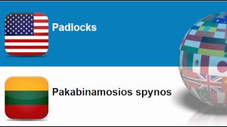 Learn Lithuanian vocabulary #Topic = Locks, keys and hinges
