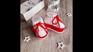 Вяжем простые ПИНЕТКИ КРЮЧКОМ для новорожденных/Knit simple CROCHET BOOTIES for newborns