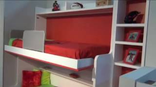 MUEBLES JUVENILES ABATIBLES CON LITERA HORIZONTAL PARA DOS NIÑOS
