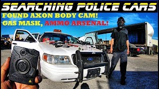 Searching Police Cars Found 12 gauge Ammo Arsenal! Axon Body Cam Gas mask! | Crown Rick Auto