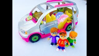 SNOW SKI DAY Alvin and the CHIPMUNKS Toys MUSICAL FISHER PRICE SUV Car Van Ride!