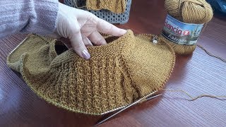 Джемпер рельефным узором спицами. Часть 2.