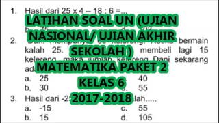 LATIHAN SOAL UN MATEMATIKA KELAS 6 PAKET 2 2017-2018