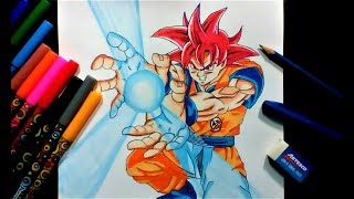 Como Dibujar a Goku ssj Rojo Lanzando un Kamehameha/PRIMER DIBUJO DEL CANAL