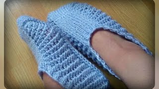 ажурные следки, вязание на двух спицах