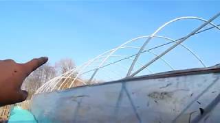 Натяжка пленки на арочной теплице! (Часть №1) Drawing of a film on an arched greenhouse