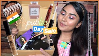 NYKAA REPUBLIC DAY SALE HAUL | MAKEUP HAUL NYX KAY BEAUTY HUDA BEAUTY SUGAR LOTTIE LONDON NYKAA