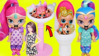 LOL Surprise Dolls + Lil Sisters Morning Routine with Shimmer and Shine Babysitter